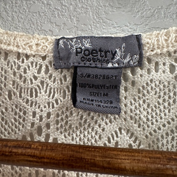 Poetry Clothing Cream Lace Open Front Cardigan Size M - Picture 3 of 3